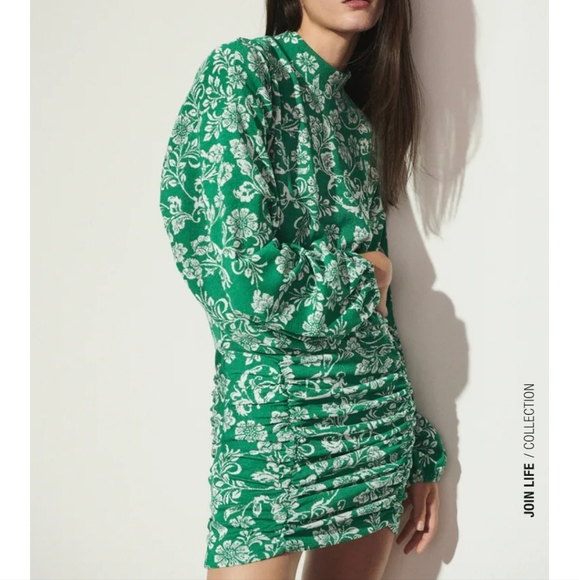 Zara Balloon-Sleeve Jacquard Dress NWT - Picture 5 of 5